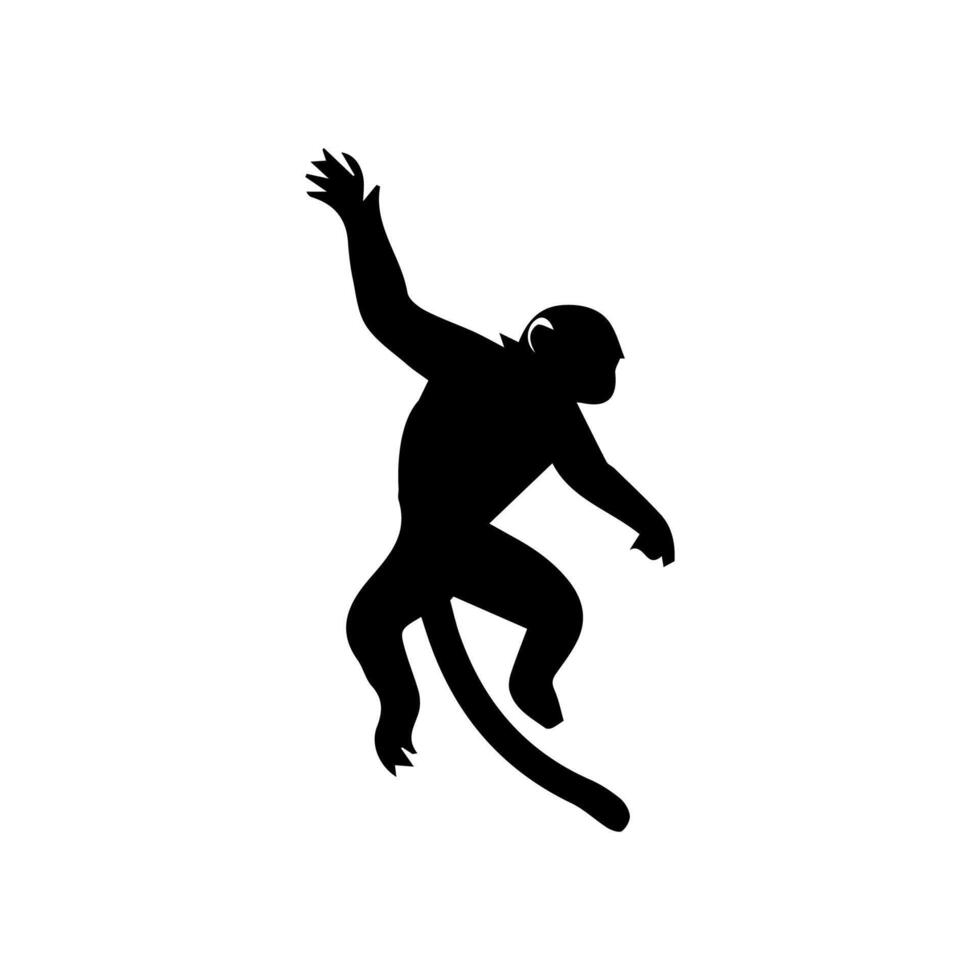 monkey silhouettes on a white background. Perfect for designs about animals, nature, wildlife, primates, monkeys, apes, jungle, rainforest, conservation, and education vector