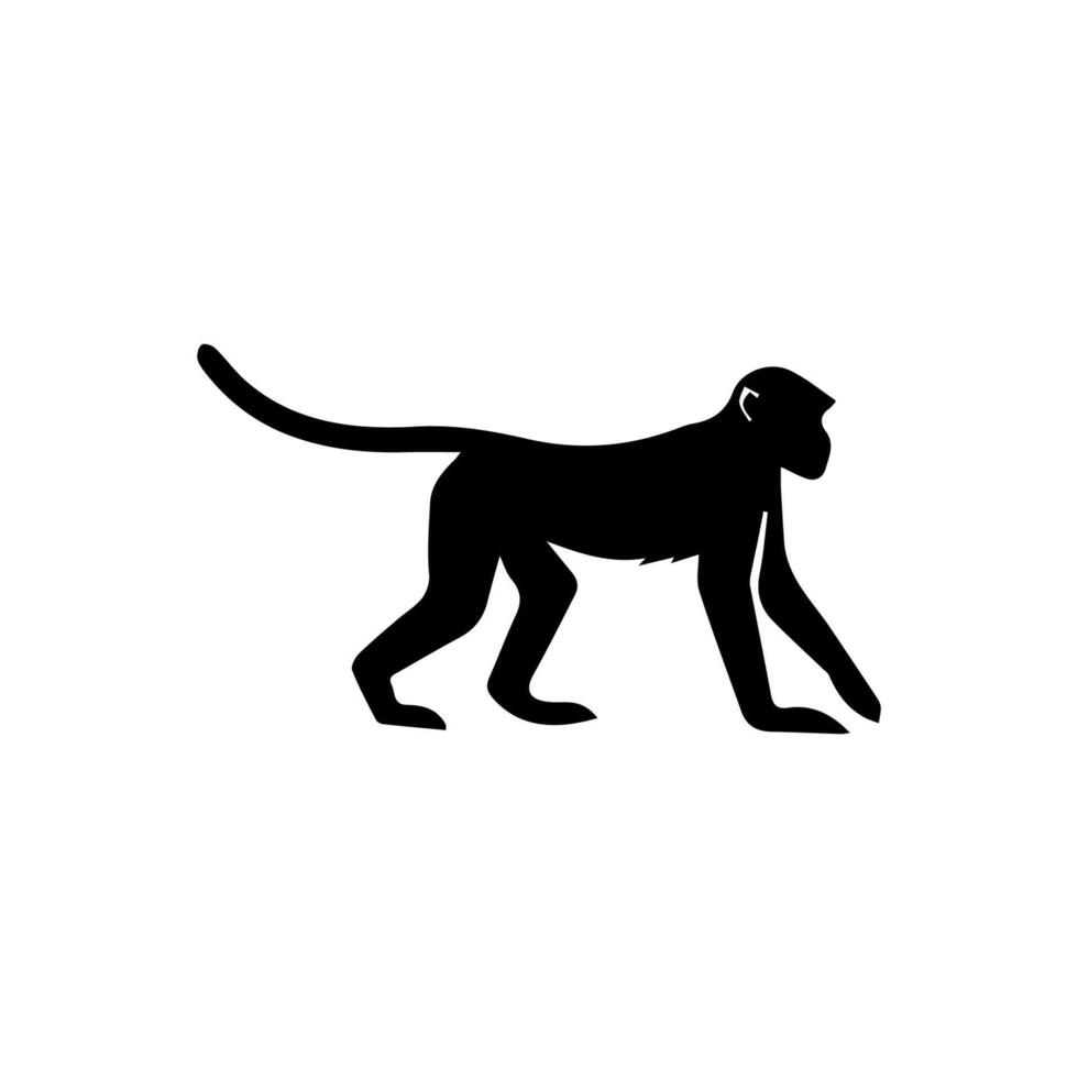 monkey silhouettes on a white background. Perfect for designs about animals, nature, wildlife, primates, monkeys, apes, jungle, rainforest, conservation, and education vector