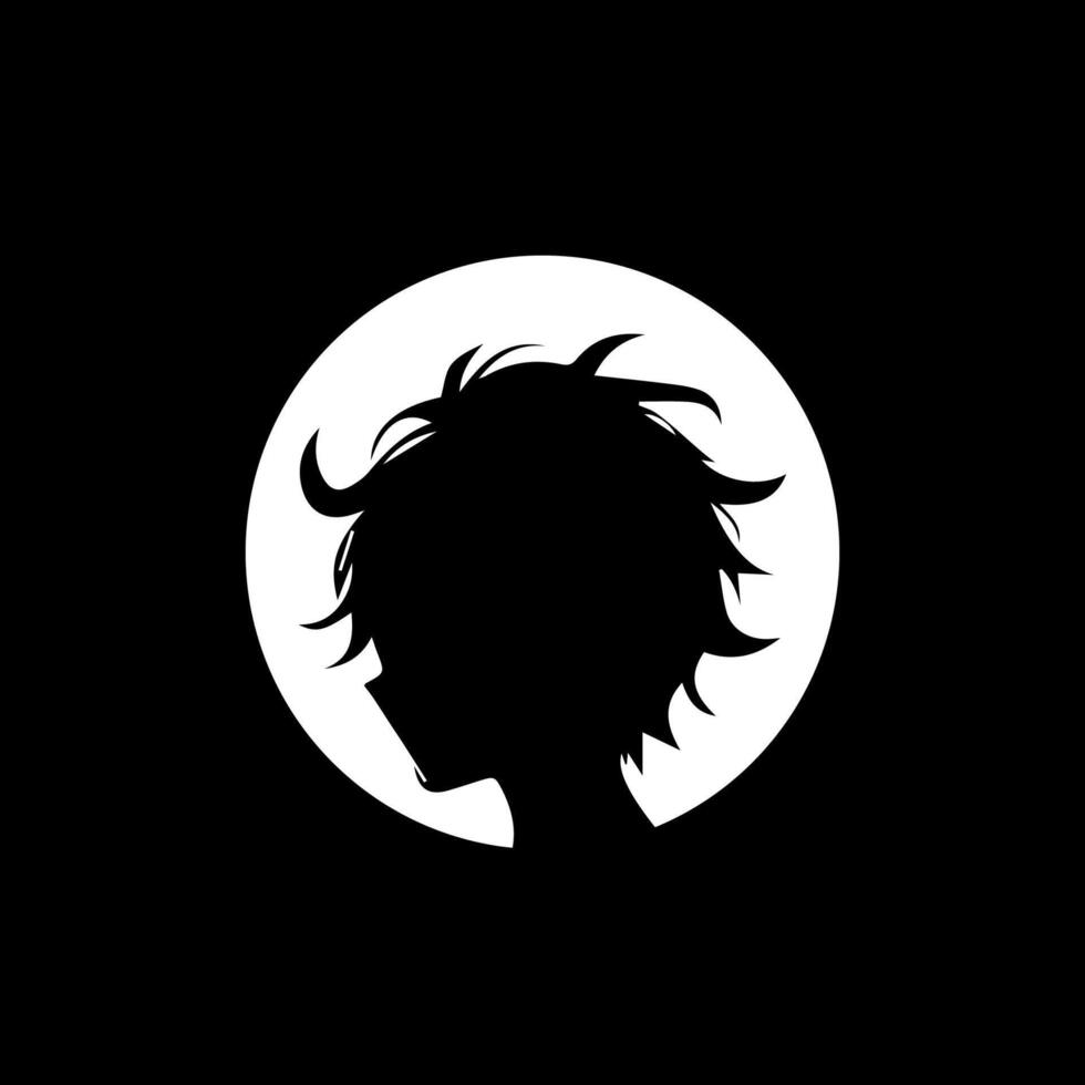 Alone boy sad Silhouette, cool anime character vector
