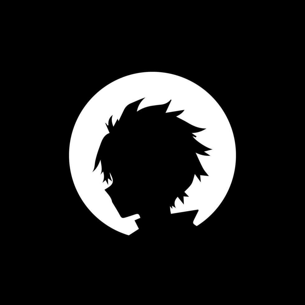 Alone boy sad Silhouette, cool anime character vector