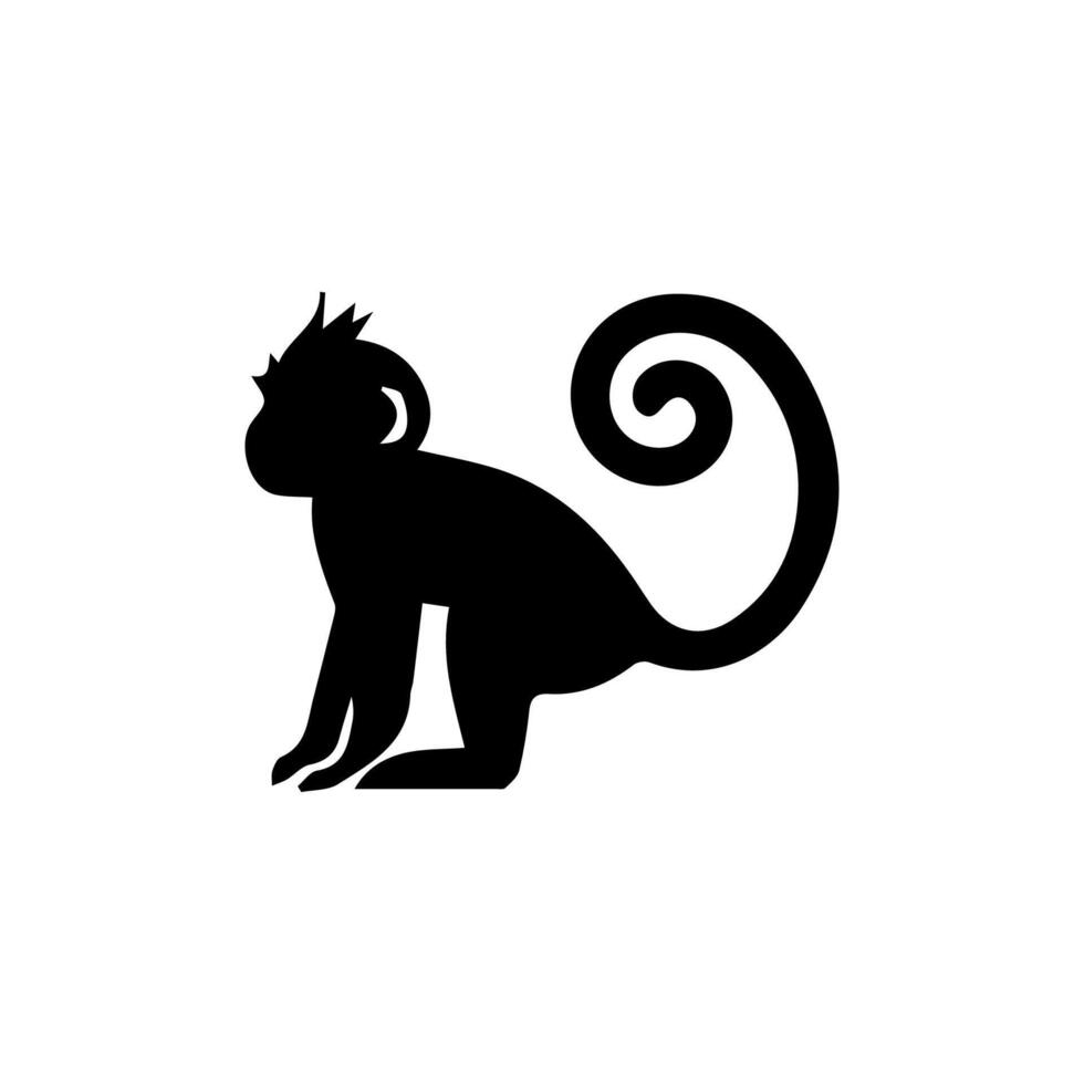monkey silhouettes on a white background. Perfect for designs about animals, nature, wildlife, primates, monkeys, apes, jungle, rainforest, conservation, and education vector