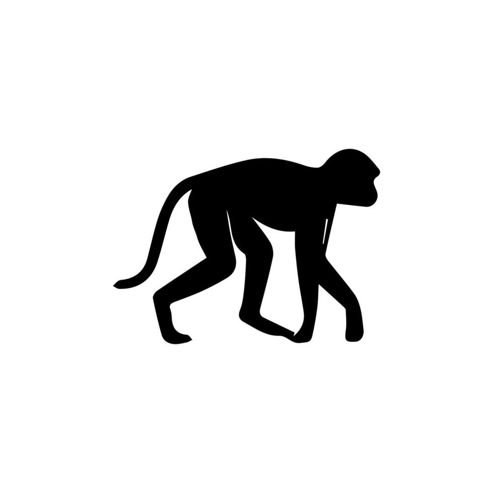 monkey silhouettes on a white background. Perfect for designs about animals, nature, wildlife, primates, monkeys, apes, jungle, rainforest, conservation, and education vector