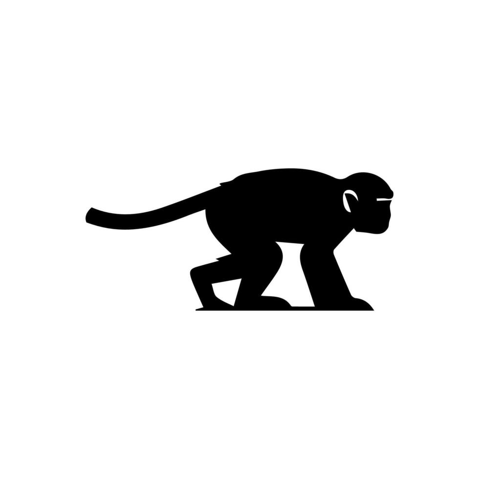 monkey silhouettes on a white background. Perfect for designs about animals, nature, wildlife, primates, monkeys, apes, jungle, rainforest, conservation, and education vector