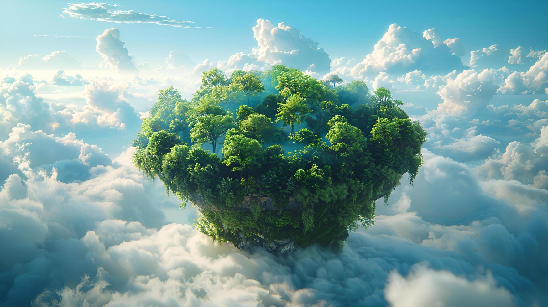 picture beyond imagination mountains and wild are so high island above the clouds and sky are a fairytale city. AI-Generated photo