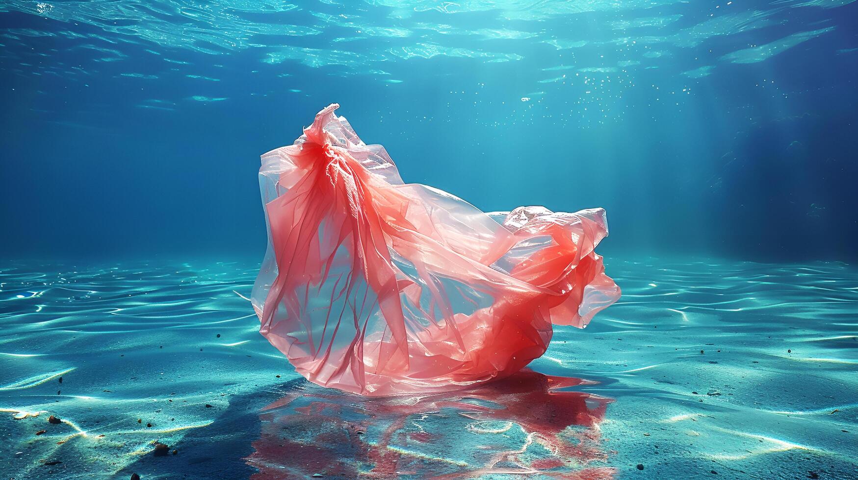 Plastic garbage bags floating in rivers and oceans Create pollution that destroys the environment of the world and the sea. International Plastic Bag Free Day. AI-Generated photo
