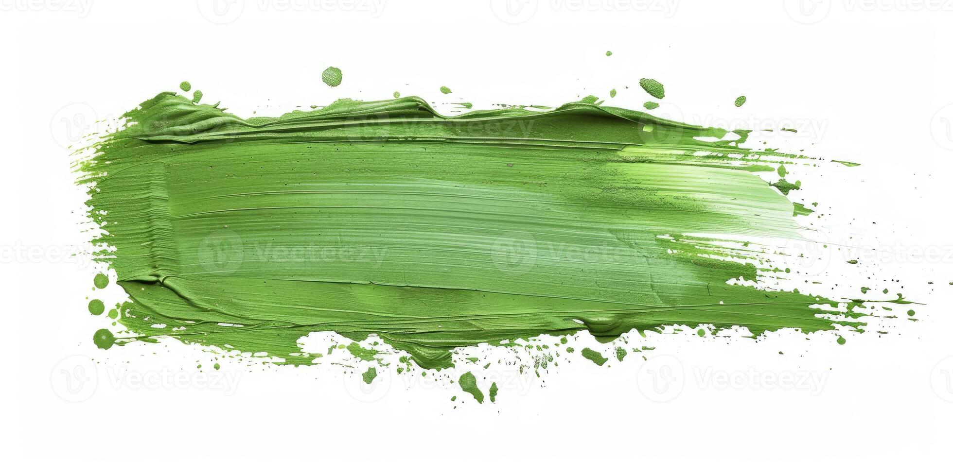 green stroke of paint texture isolated on white background photo