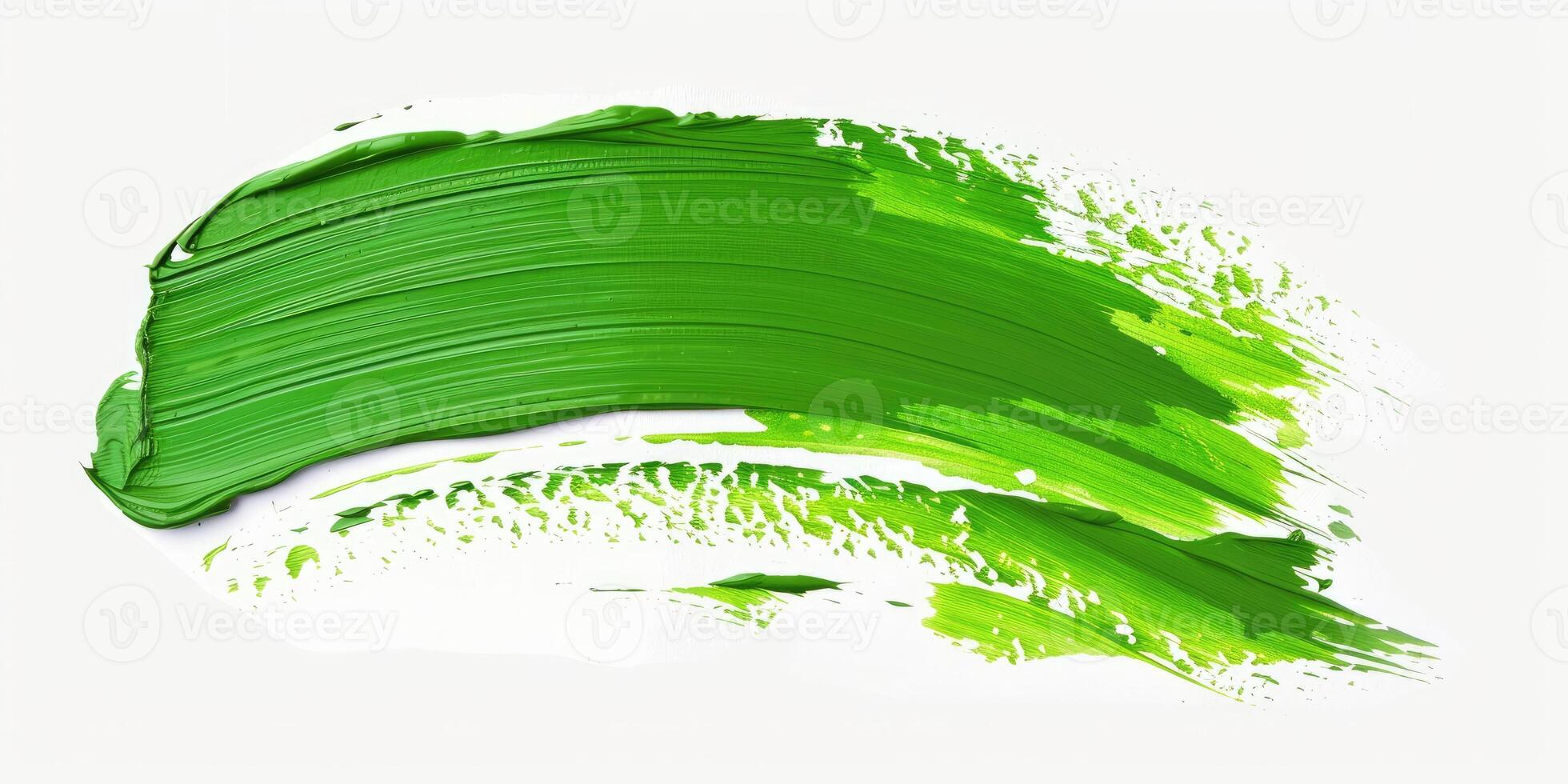 green stroke of paint texture isolated on white background photo