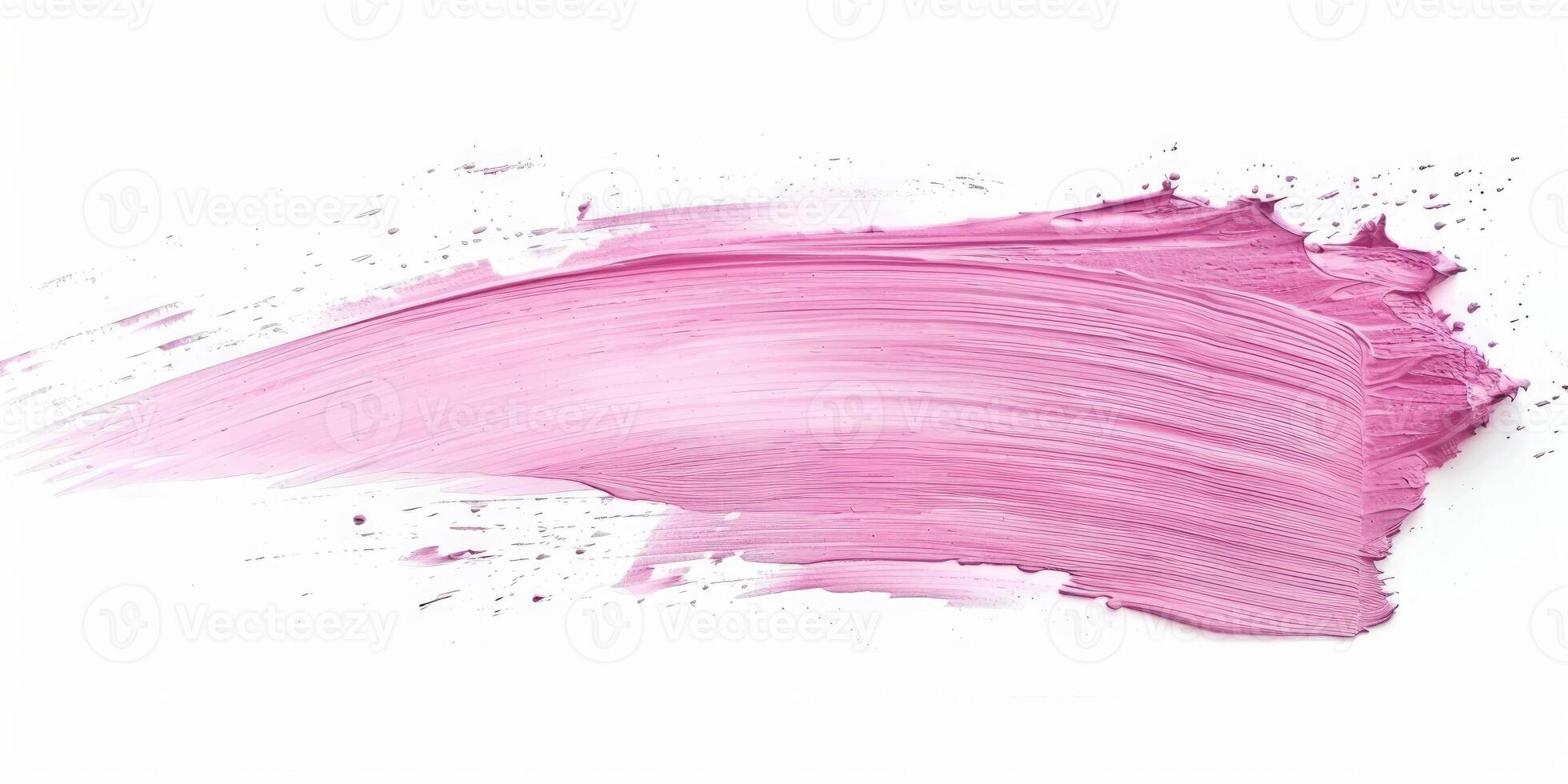 pink stroke of paint texture isolated on white background photo
