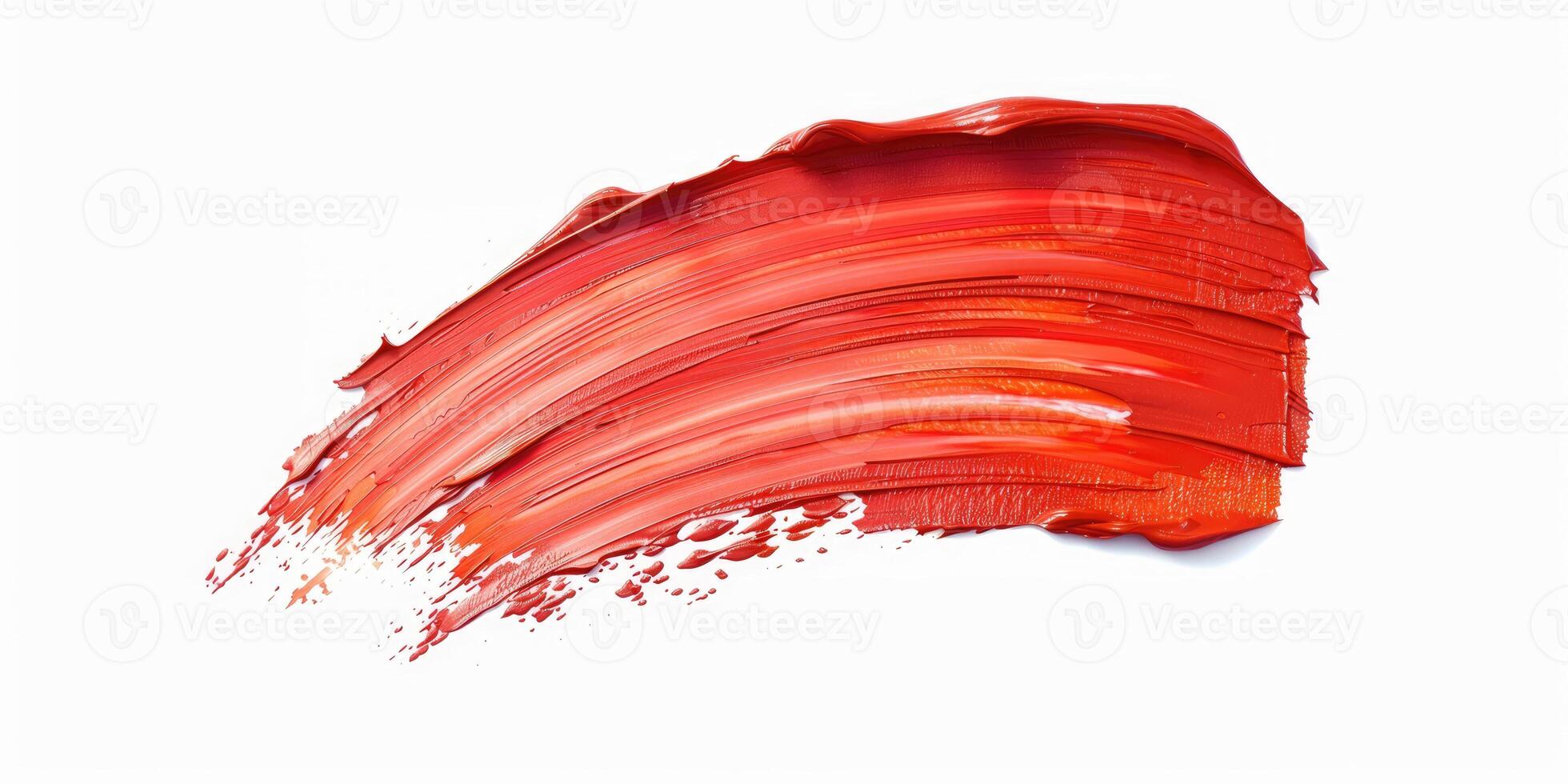 red stroke of paint texture isolated on white background photo