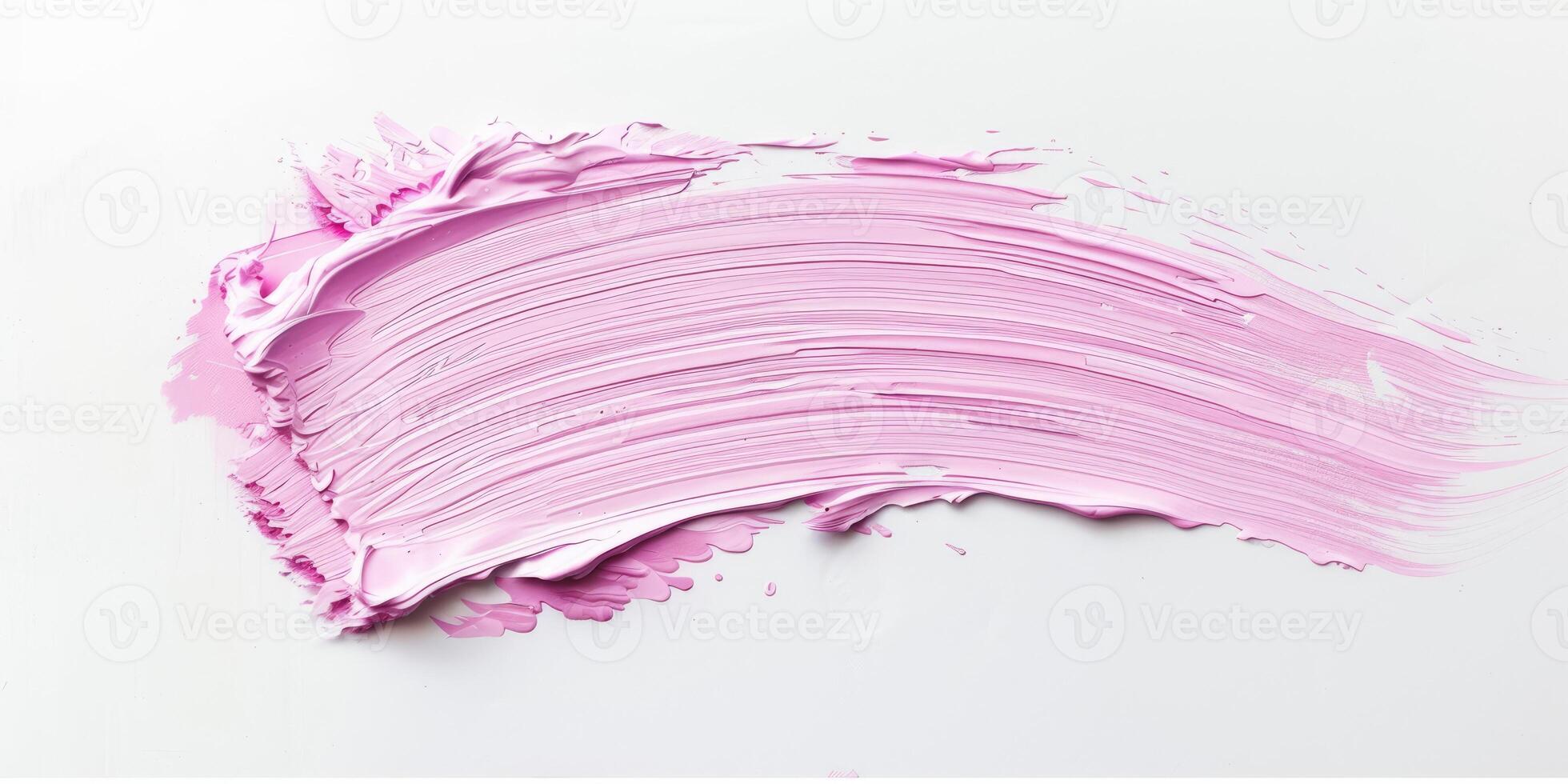 light pink stroke of paint texture isolated on white background photo