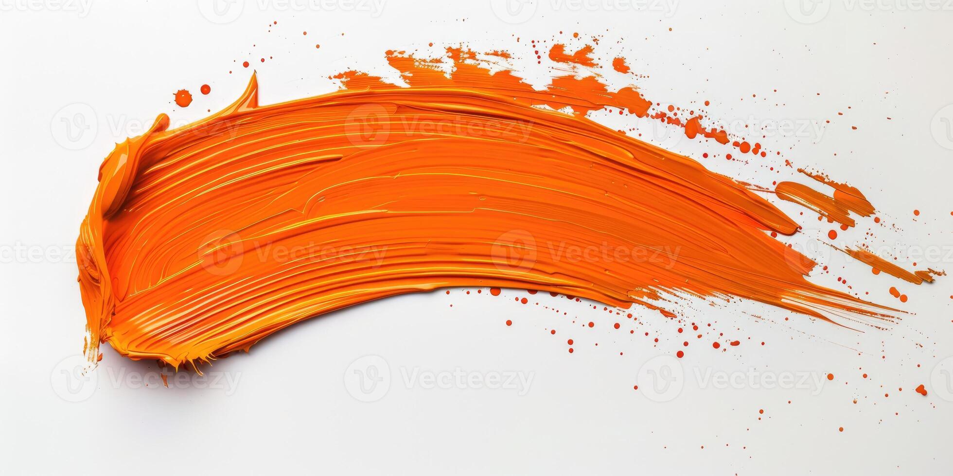 orange, peach fuzz stroke of paint texture isolated on white background photo