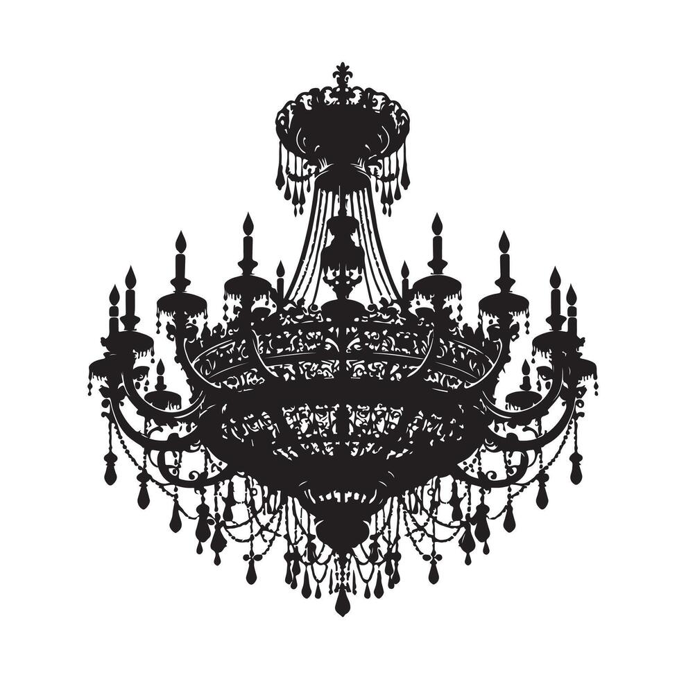 chandelier illustration icon silhouette style vector