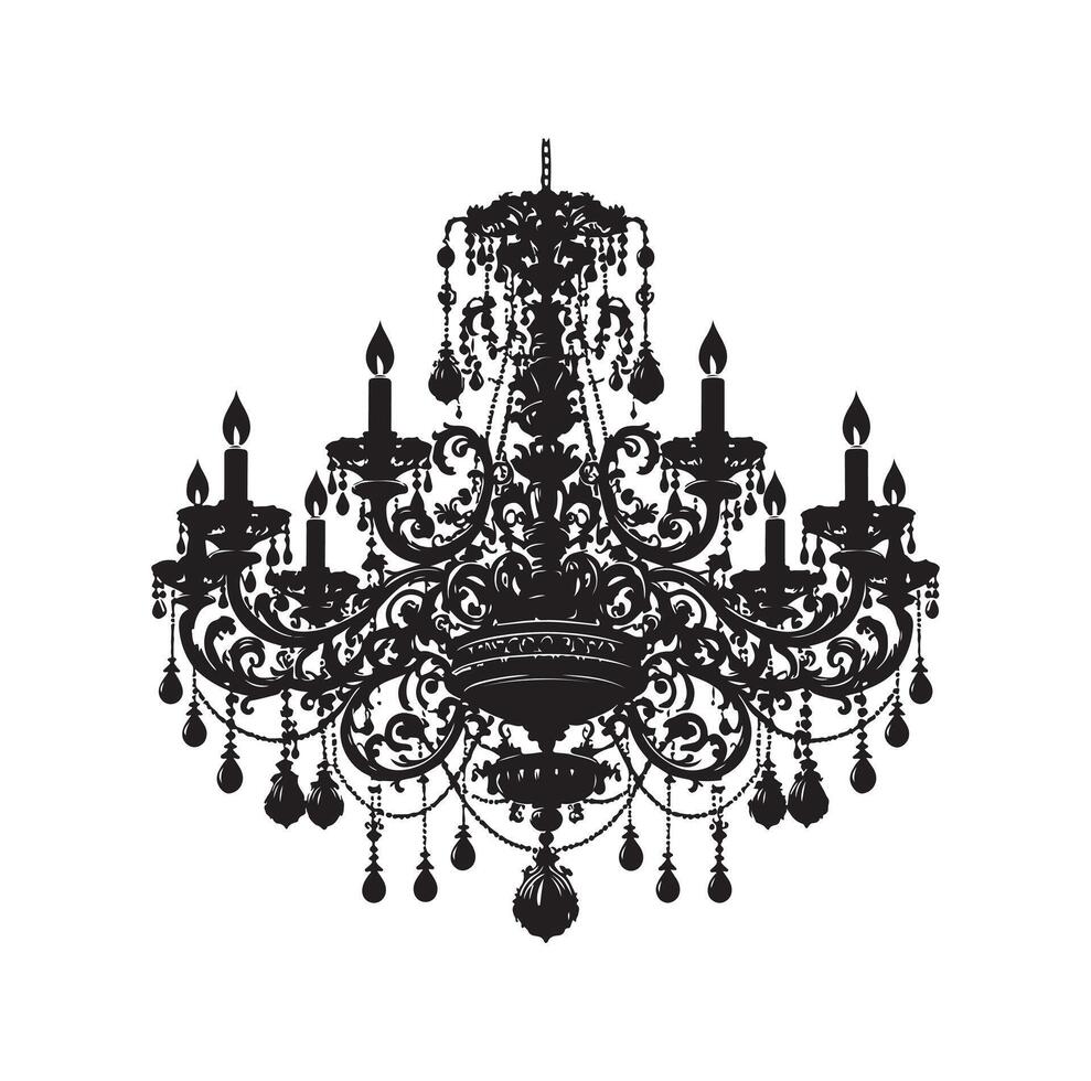 chandelier illustration icon silhouette style vector