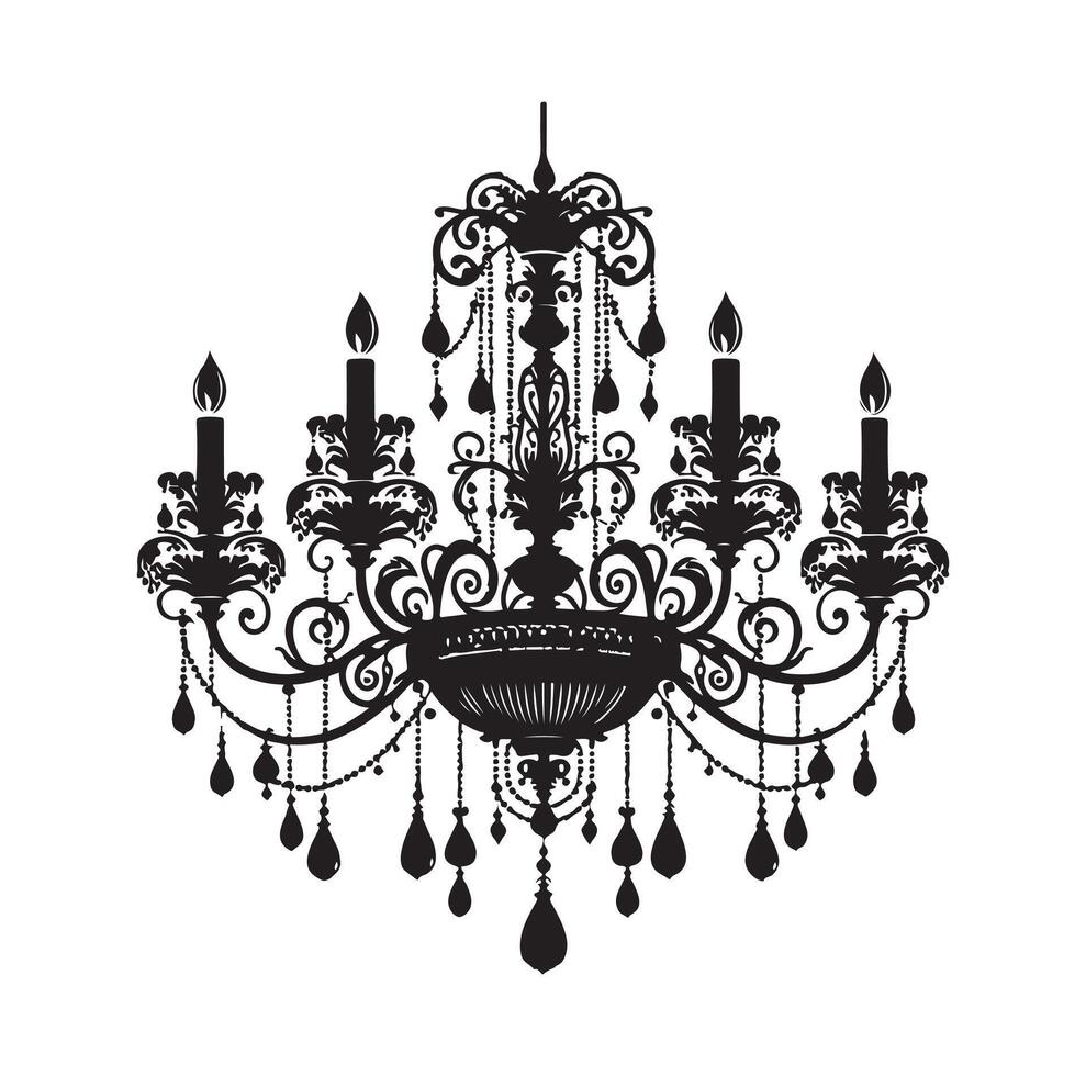 chandelier illustration icon silhouette style vector