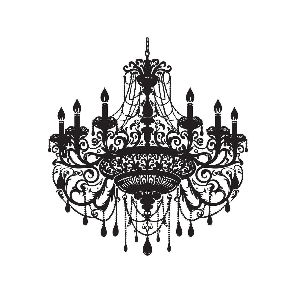 chandelier illustration icon silhouette style vector