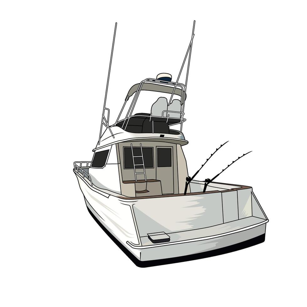 boat fishing illustration logo image t shirt vector