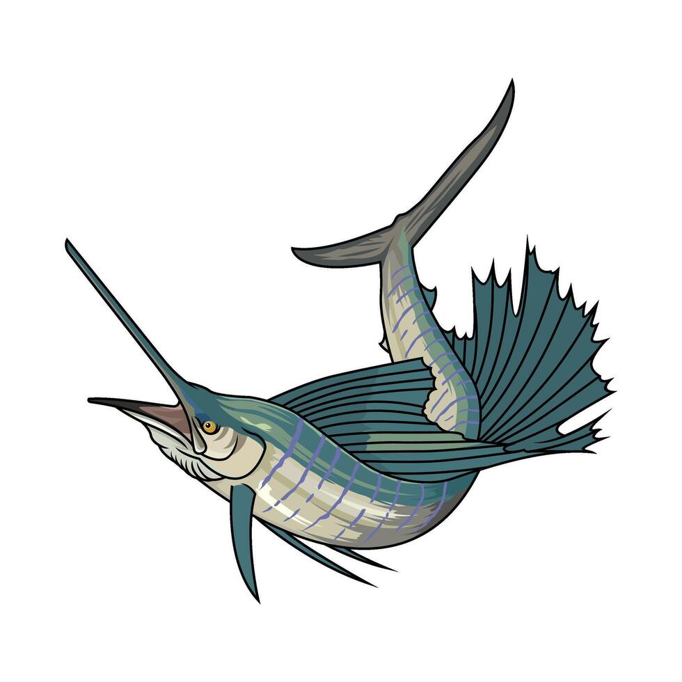marlin sailfish fishing illustration logo image t shirt vector