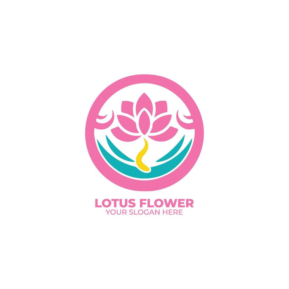 Lotus Flower Logo Flat Design vector