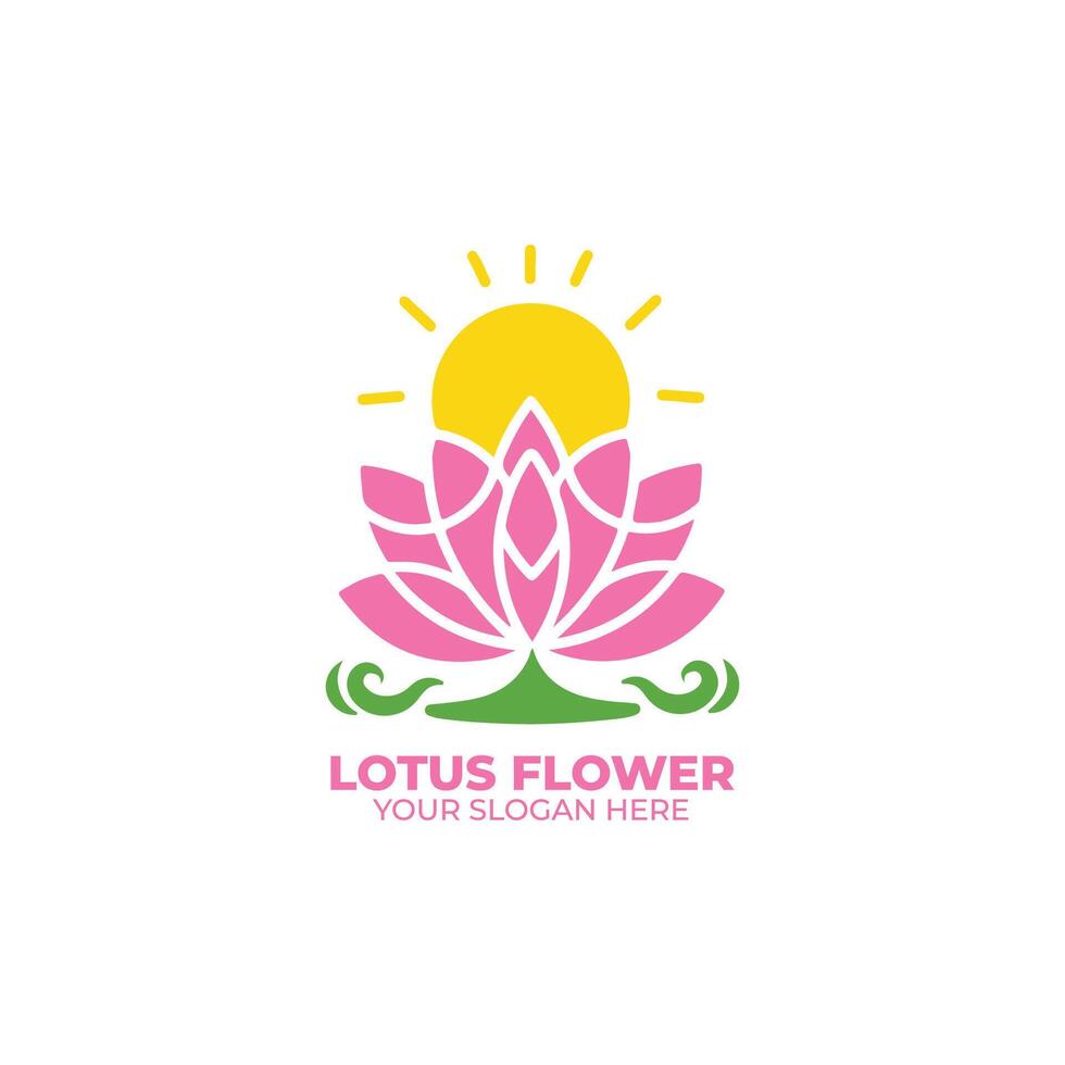 Lotus Flower Logo Flat Design vector