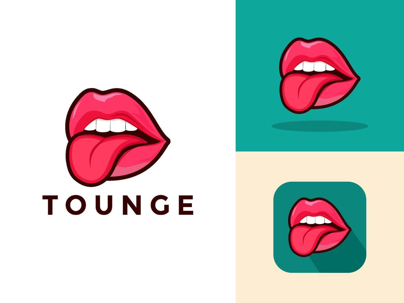 Tongue Sticking illustration, Tongue logo icon design set vector