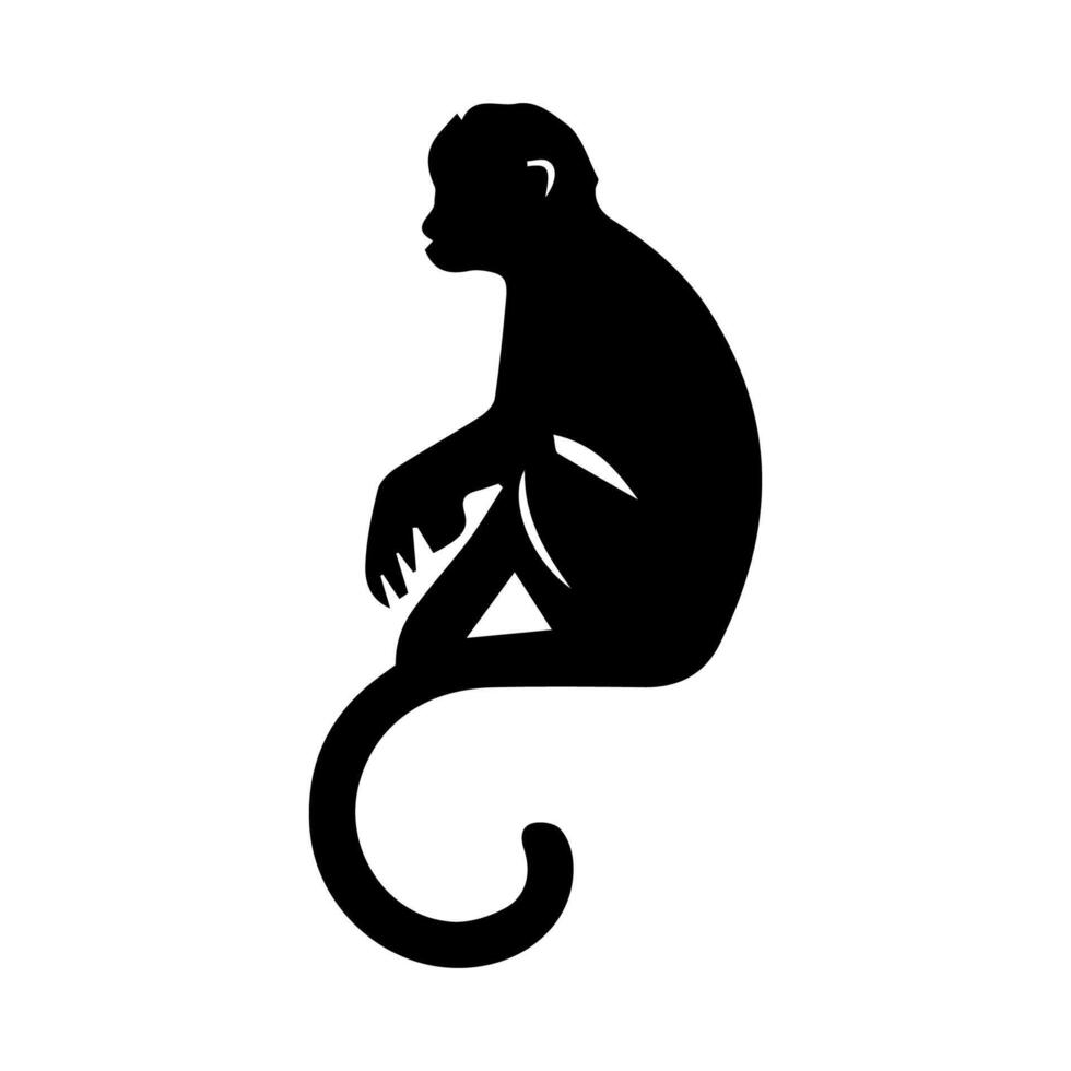monkey silhouettes on a white background. Perfect for designs about animals, nature, wildlife, primates, monkeys, apes, jungle, rainforest, conservation, and education vector