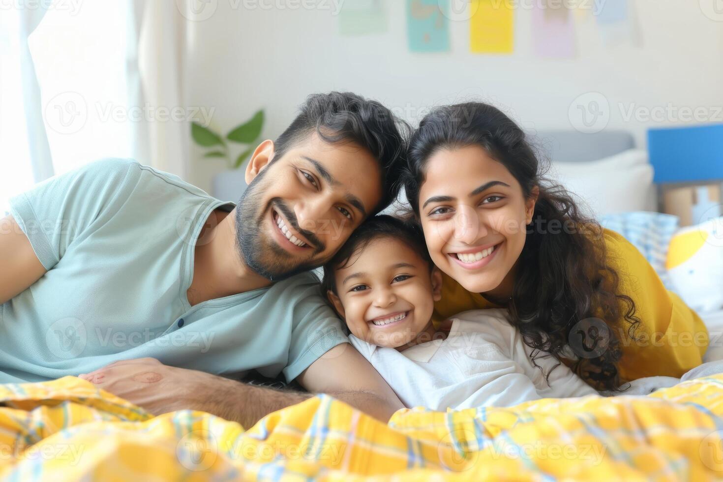 Happy Indian family having fun time at home photo