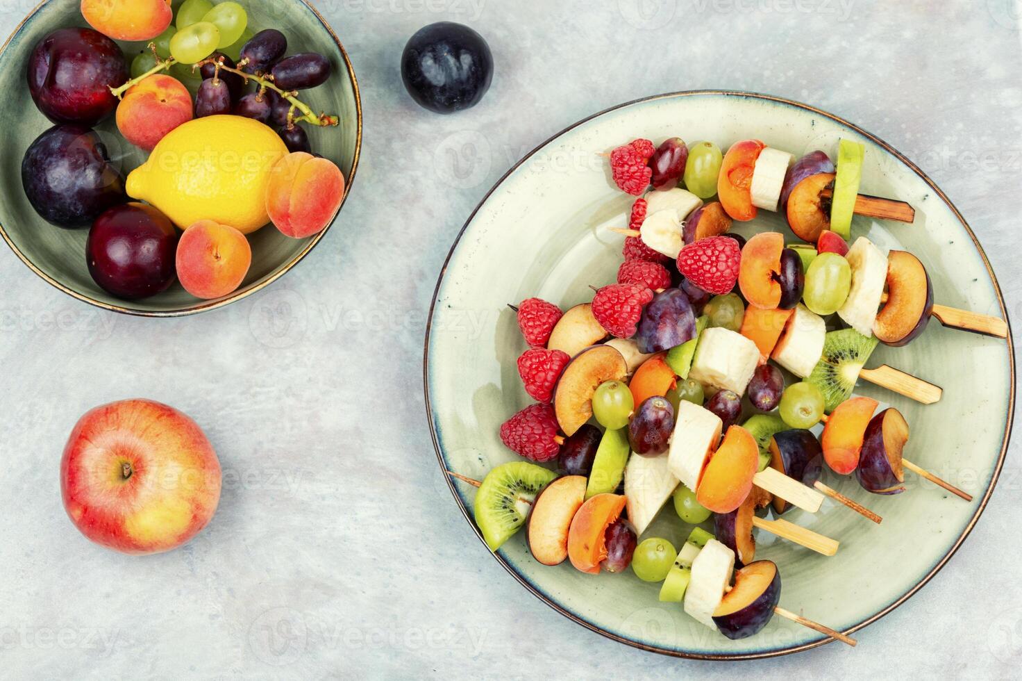 Fruit sweet kebabs. photo