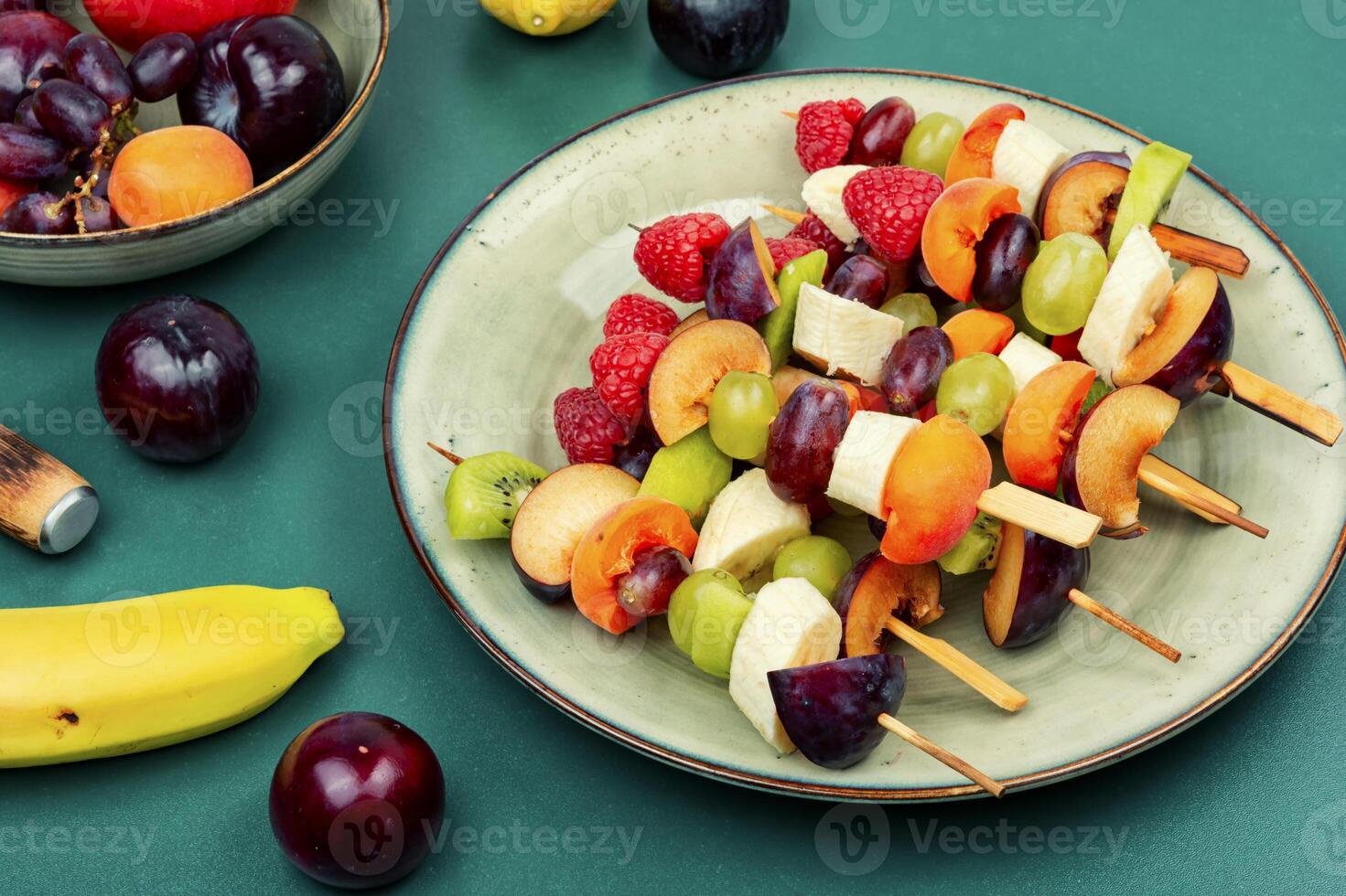 Fruit sweet kebabs. photo