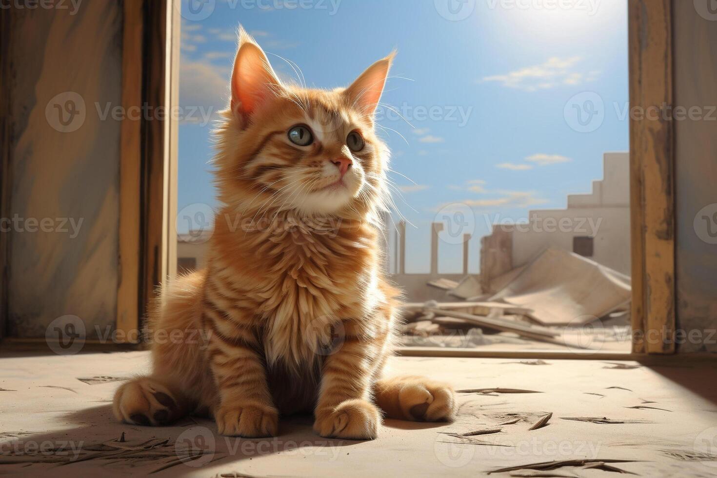 Hyper Realistic Cat with Daylight Illuminating Abundant Copy Space photo