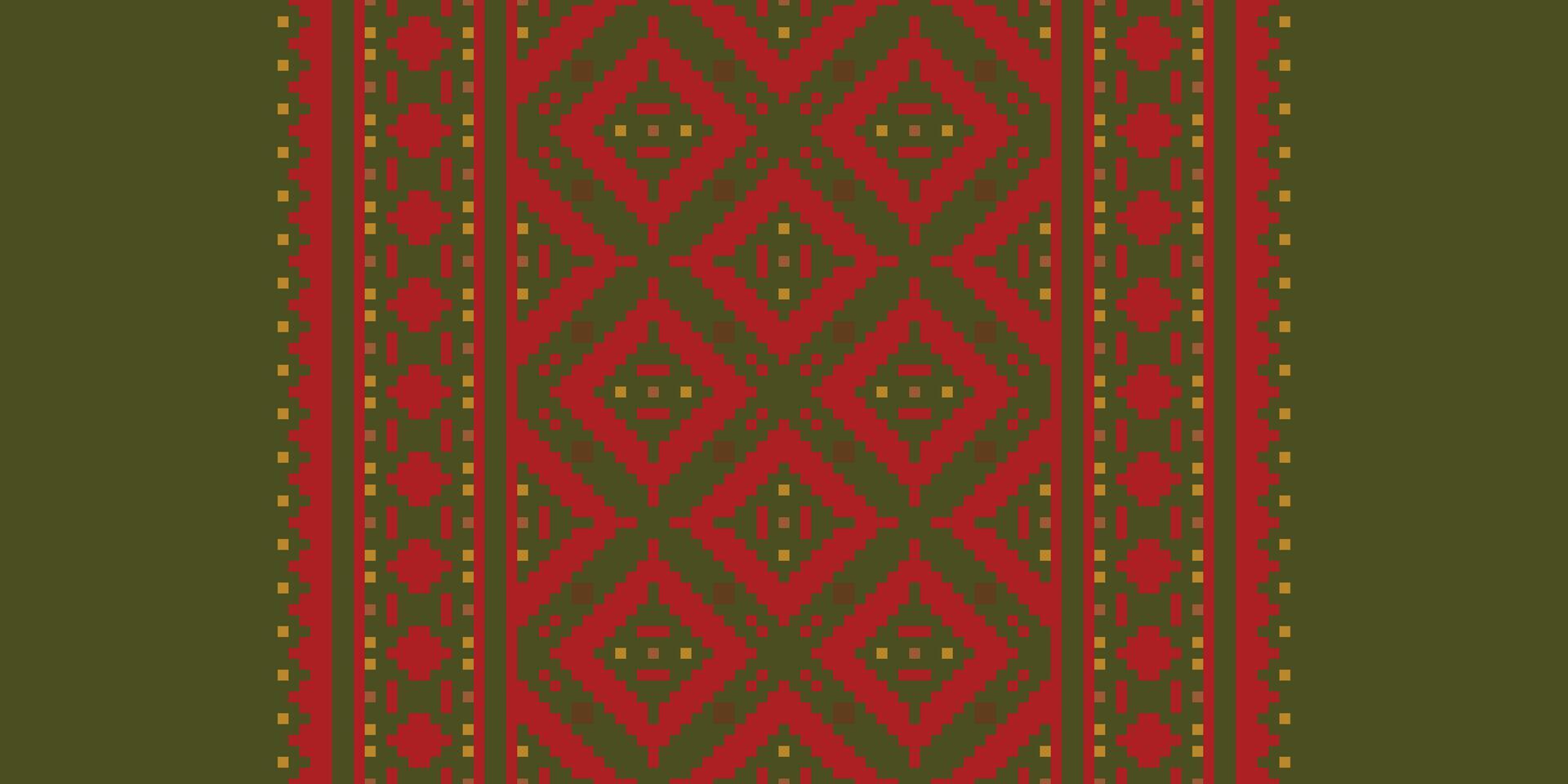 Motif folklore pattern Seamless Scandinavian pattern Motif embroidery, Pixel Ikat embroidery Design for Print figure tribal ink on cloth patola sari vector