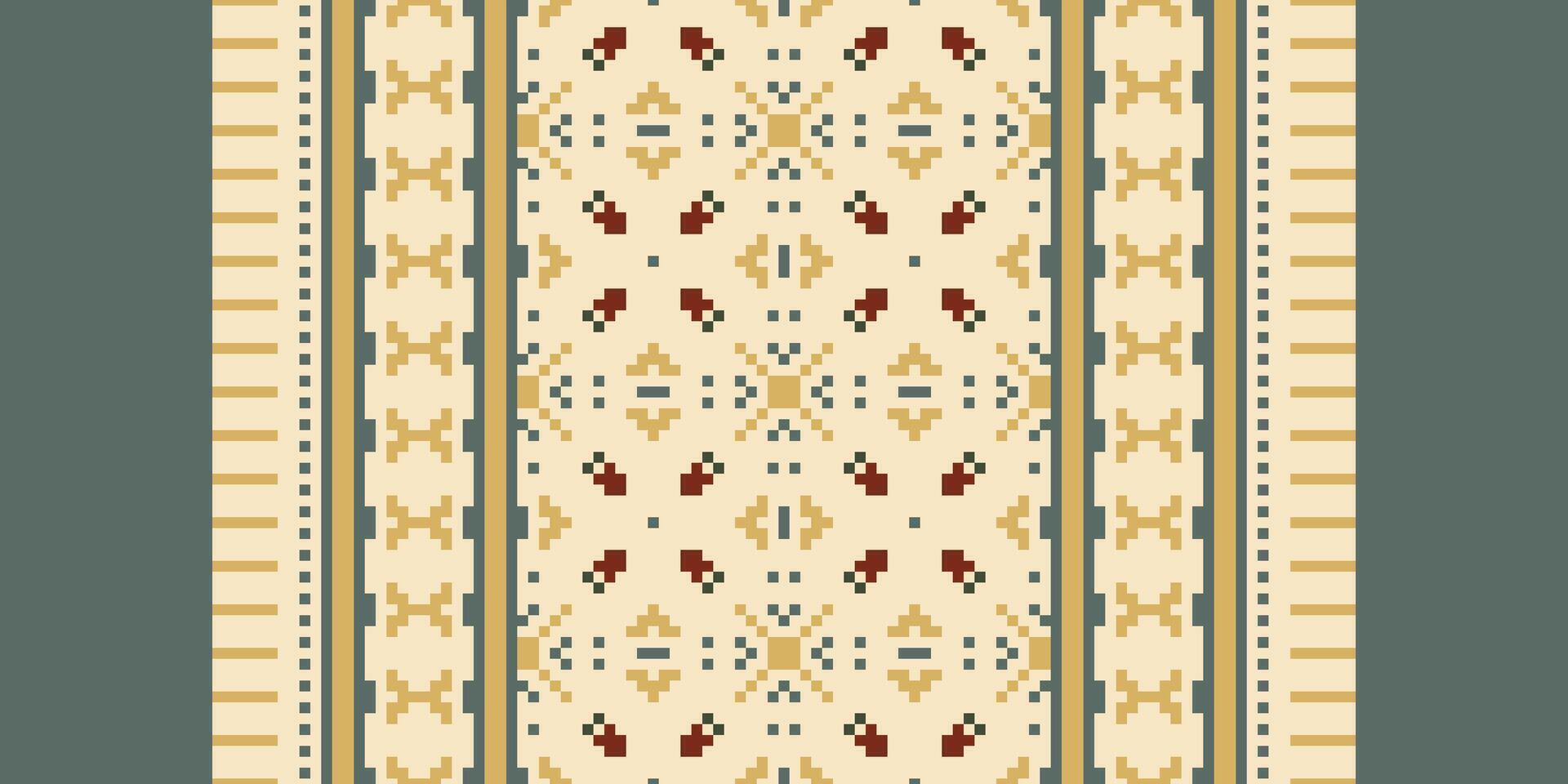 Bukhara pattern Seamless Mughal architecture Motif embroidery, Pixel Ikat embroidery Design for Print tie dyeing pillowcase sambal puri kurti mughal architecture vector