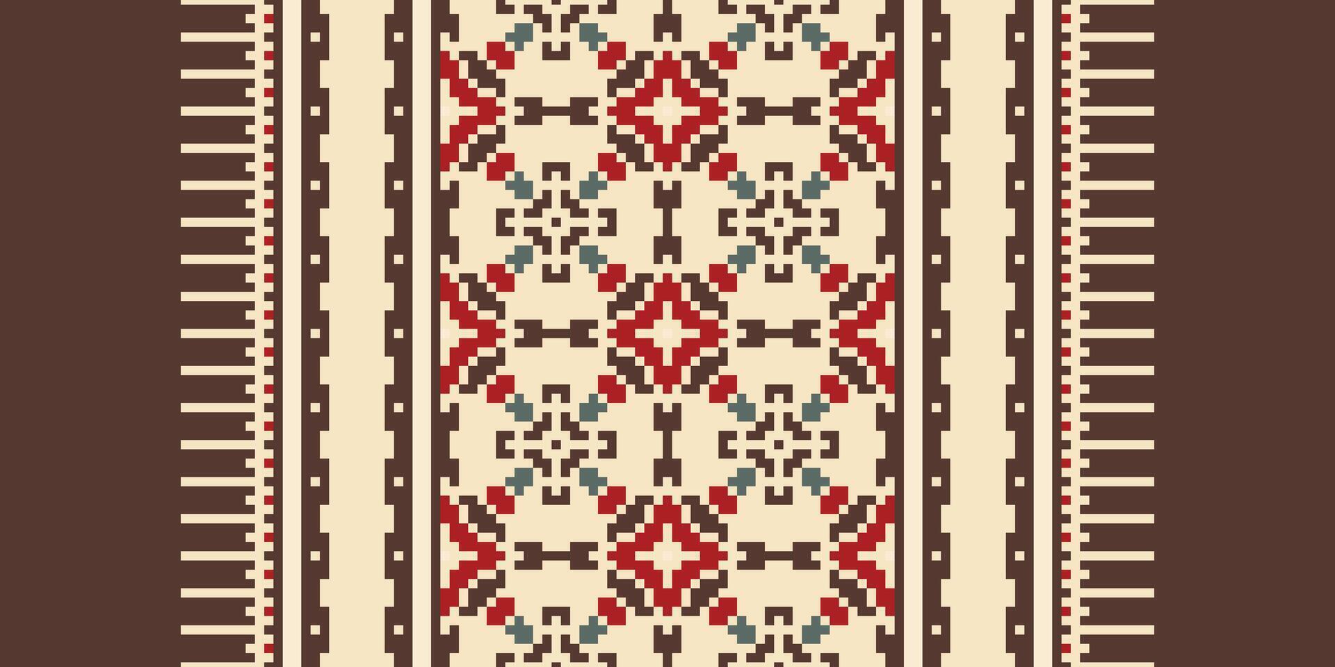 Bukhara pattern Seamless Mughal architecture Motif embroidery, Pixel Ikat embroidery Design for Print figure tribal ink on cloth patola sari vector
