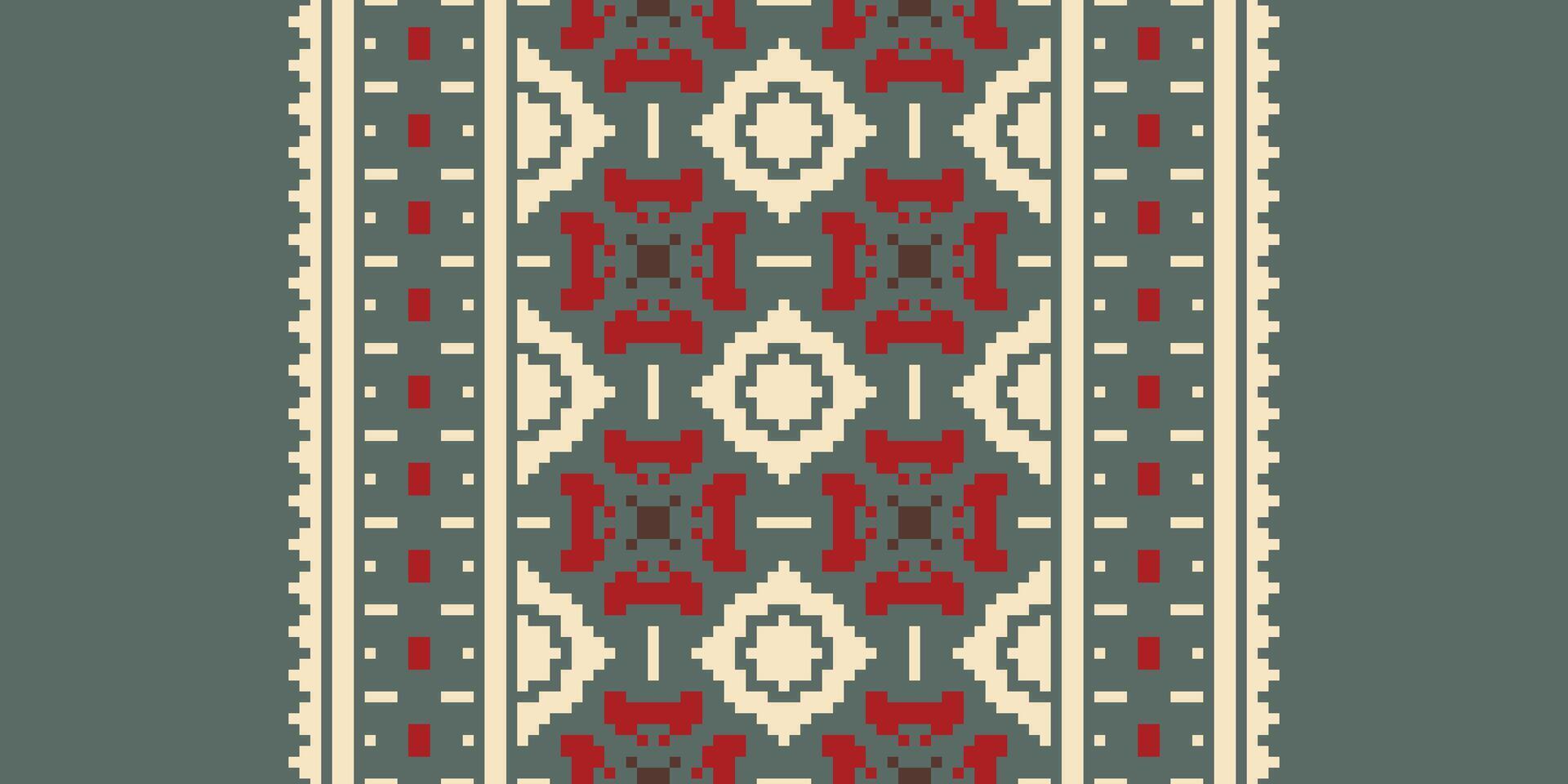 Bukhara pattern Seamless Mughal architecture Motif embroidery, Pixel Ikat embroidery Design for Print scandinavian pattern saree ethnic nativity gypsy pattern vector