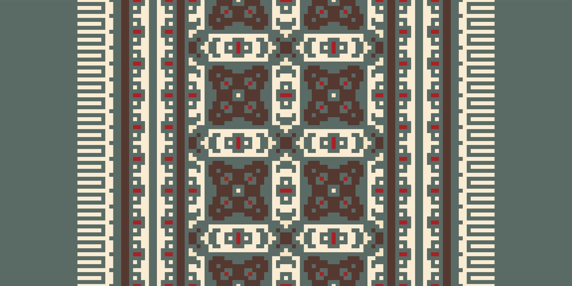 Bukhara pattern Seamless Mughal architecture Motif embroidery, Pixel Ikat embroidery Design for Print egyptian pattern tibetan mandala bandanna vector