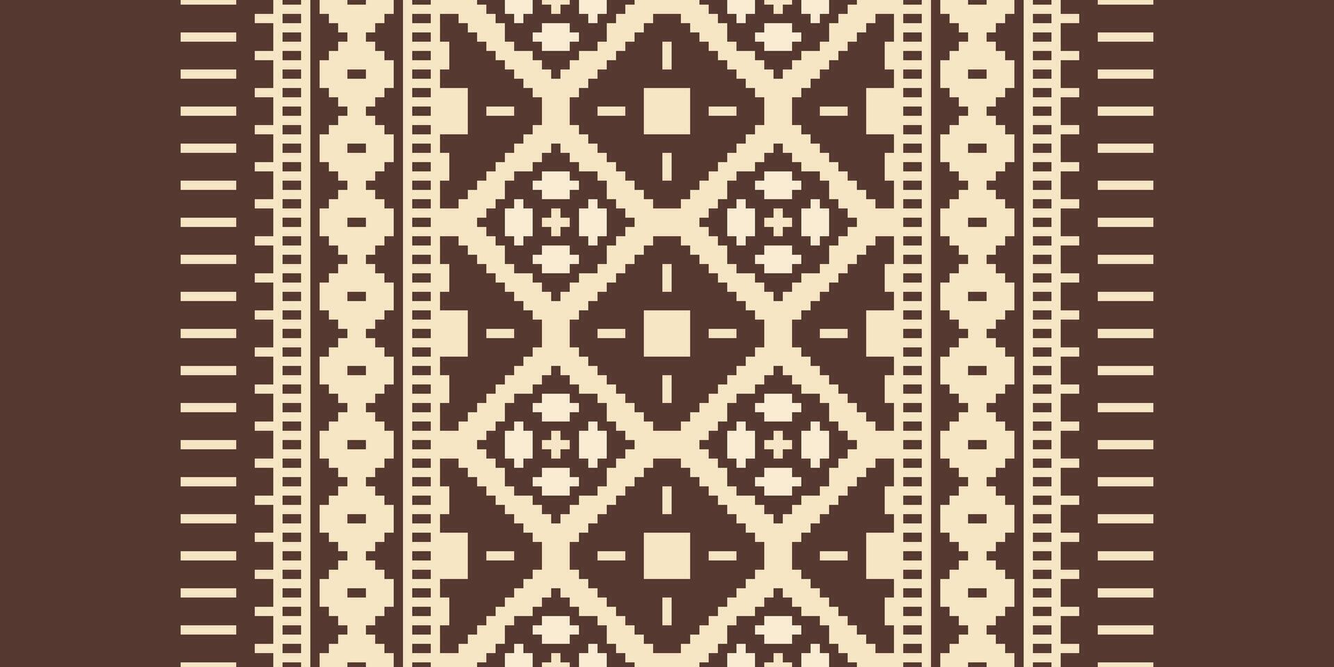 Bukhara pattern Seamless Scandinavian pattern Motif embroidery, Pixel Ikat embroidery Design for Print Texture fabric saree sari carpet. kurta patola saree vector