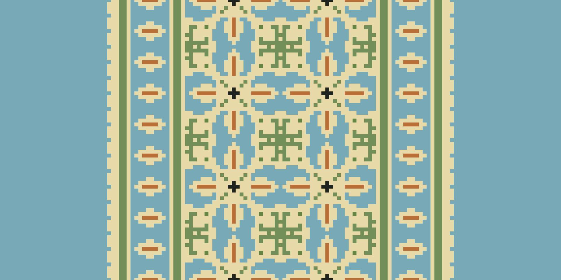 Bukhara pattern Seamless Scandinavian pattern Motif embroidery, Pixel Ikat embroidery Design for Print tapestry floral kimono repeat pattern lacing spanish motif vector