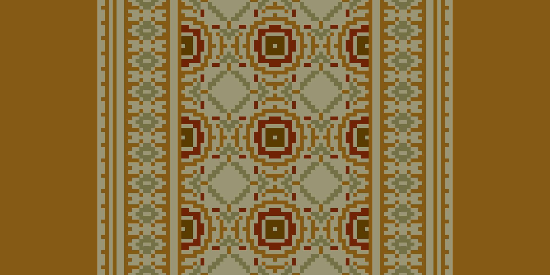 Fashion pattern Seamless Bandana print silk Motif embroidery, Pixel Ikat embroidery Design for Print Texture fabric saree sari carpet. kurta patola saree vector