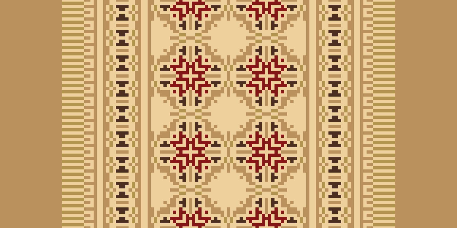 Fashion pattern Seamless Bandana print silk Motif embroidery, Pixel Ikat embroidery Design for Print pattern vintage flower folk navajo patchwork pattern vector