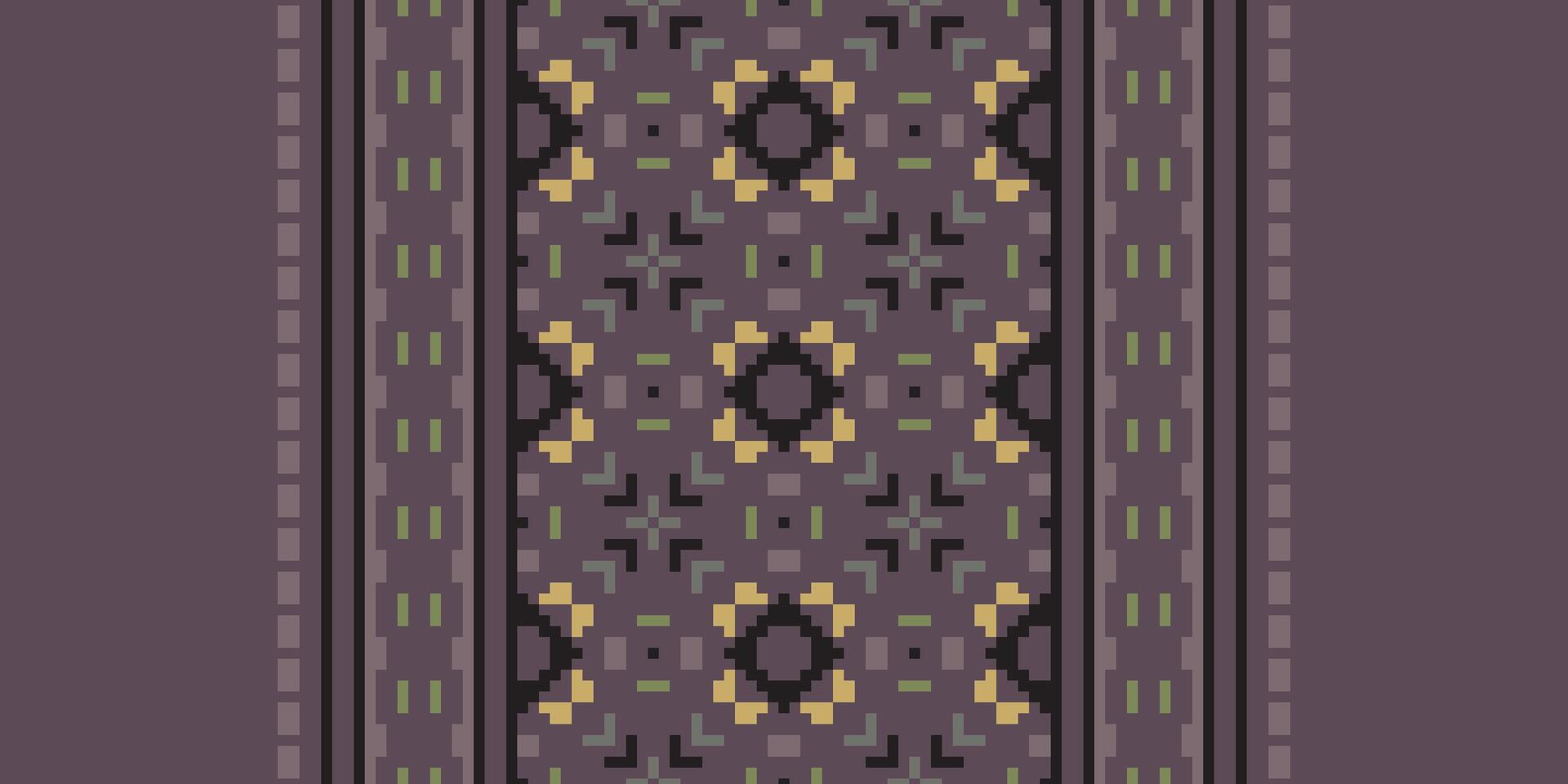 Fashion pattern Seamless Mughal architecture Motif embroidery, Pixel Ikat embroidery Design for Print border embroidery ancient egypt vector