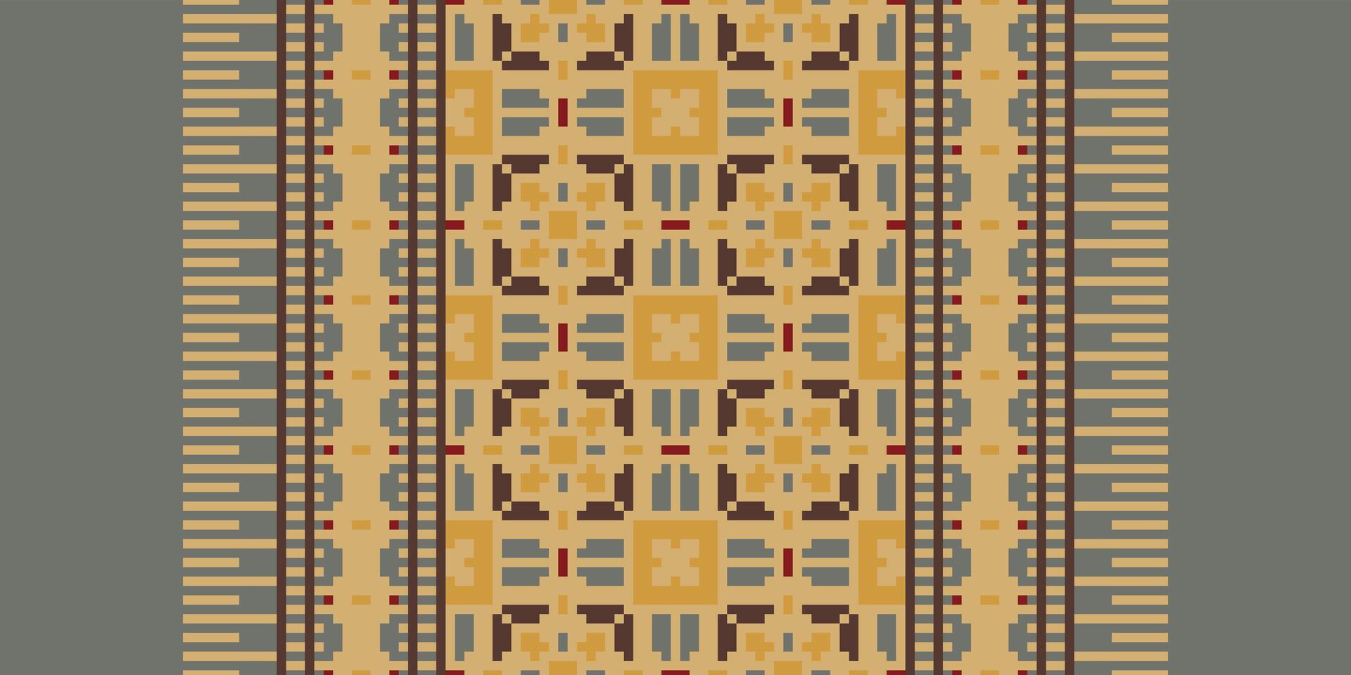 Fashion pattern Seamless Mughal architecture Motif embroidery, Pixel Ikat embroidery Design for Print jacquard slavic pattern folklore pattern kente arabesque vector