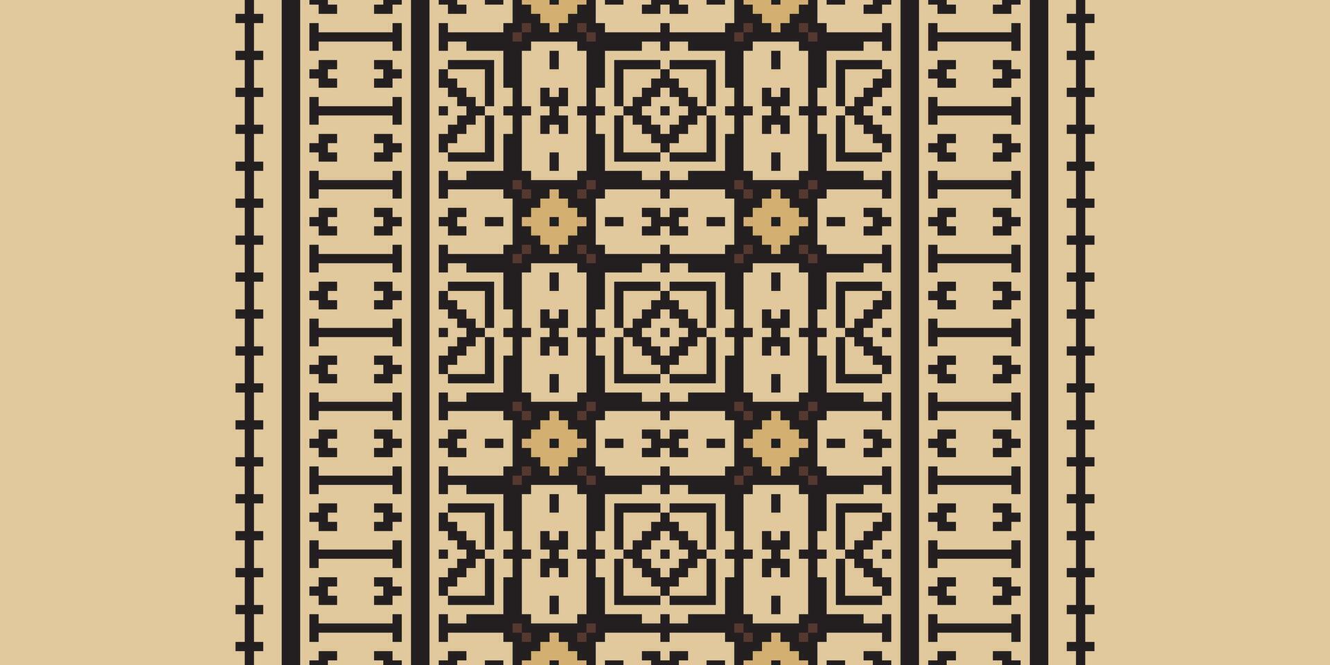 Fashion pattern Seamless Scandinavian pattern Motif embroidery, Pixel Ikat embroidery Design for Print endless arabesque cloth dupatta shawl bandana print silk kurta men vector