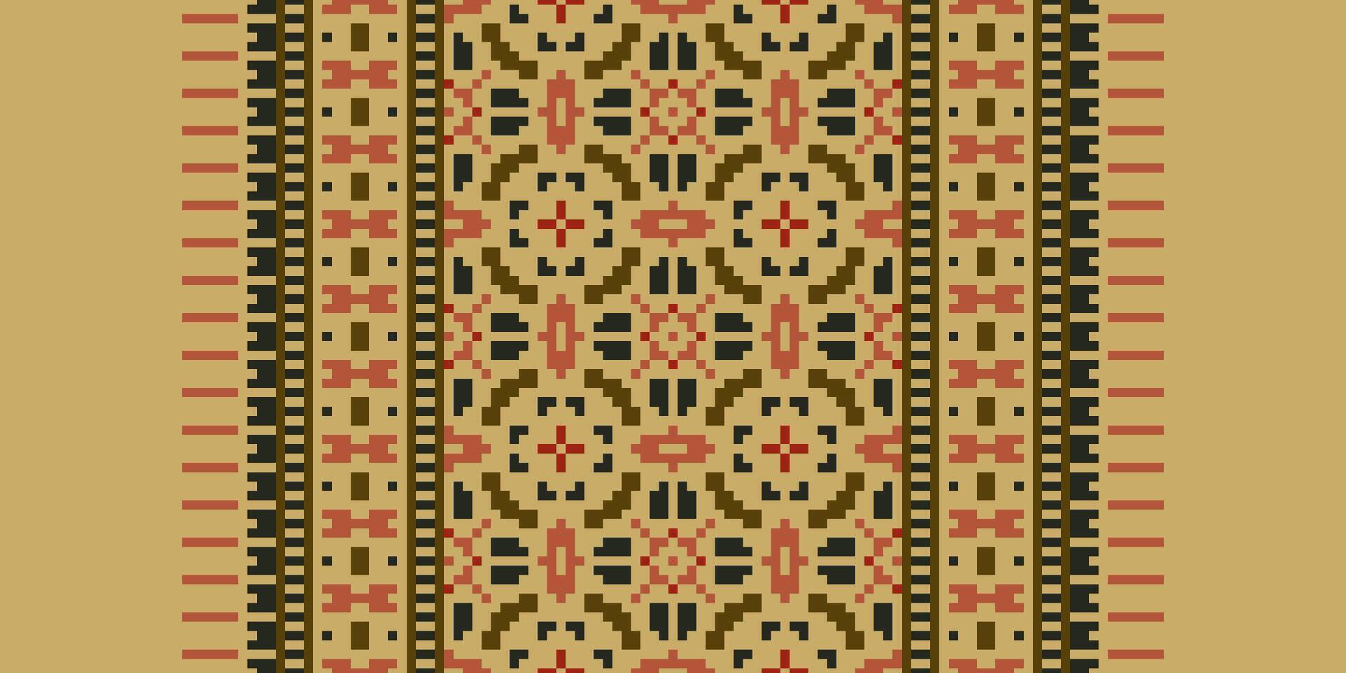 Tissue Dupatta Seamless Bandana print silk Motif embroidery, Pixel Ikat embroidery Design for Print Texture fabric saree sari carpet. kurta patola saree vector