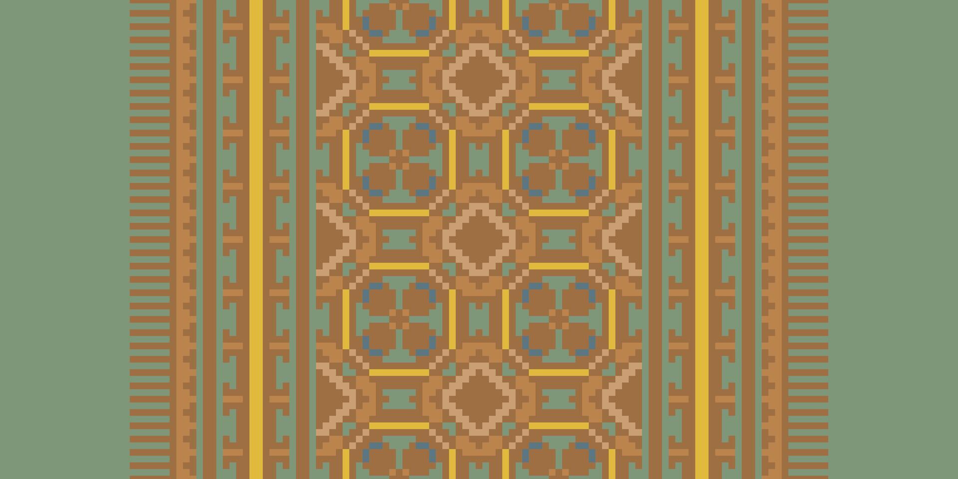 Tissue Dupatta Seamless Mughal architecture Motif embroidery, Pixel Ikat embroidery Design for Print scarf hijab pattern kerchief Pixel Ikat Silk kurti model mughal patterns vector
