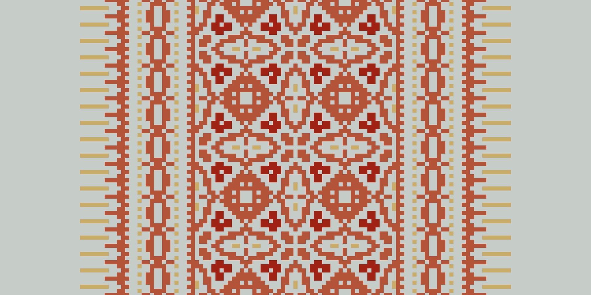 Tissue Dupatta Seamless Mughal architecture Motif embroidery, Pixel Ikat embroidery Design for Print endless arabesque cloth dupatta shawl bandana print silk kurta men vector