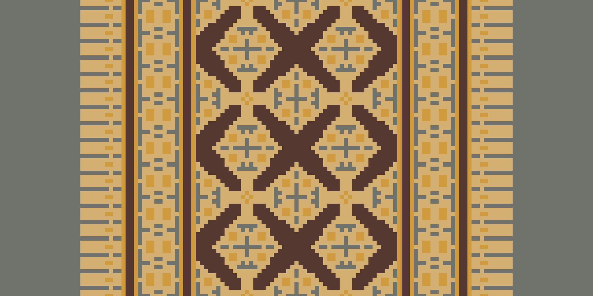 Silk fabric Patola sari Pattern Seamless Native American, Motif embroidery, Pixel Ikat embroidery Design for Print figure tribal ink on cloth patola sari vector