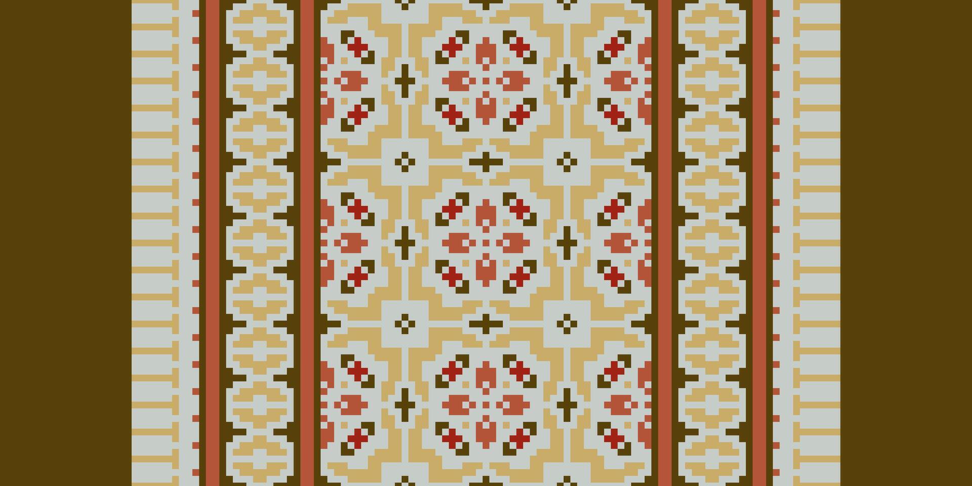 Tissue Dupatta Seamless Australian aboriginal pattern Motif embroidery, Pixel Ikat embroidery Design for Print egyptian pattern tibetan mandala bandanna vector