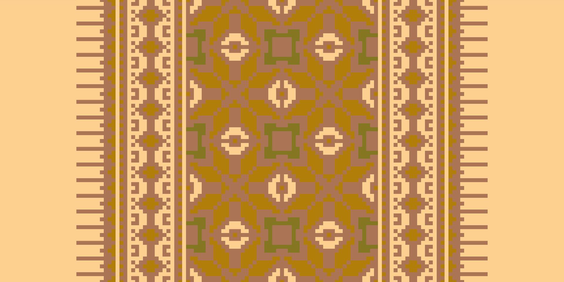 Tissue Dupatta Seamless Scandinavian pattern Motif embroidery, Pixel Ikat embroidery Design for Print Texture fabric saree sari carpet. kurta patola saree vector