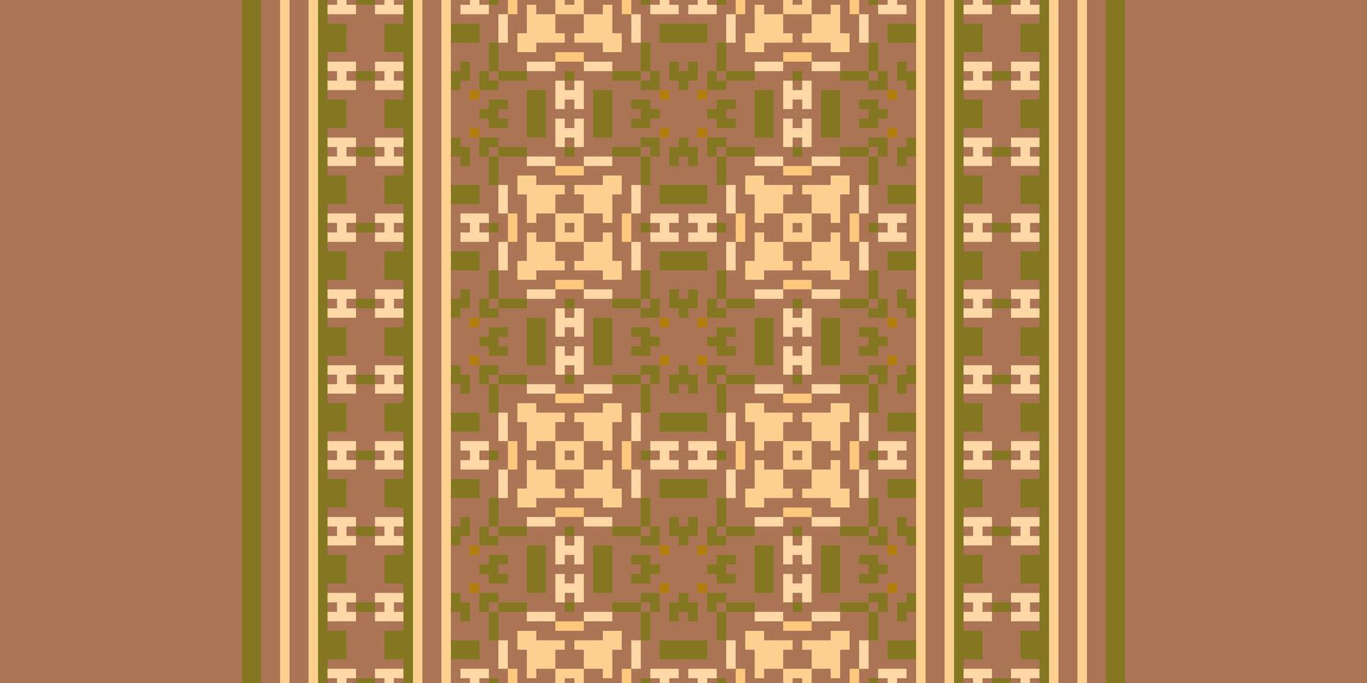 Tissue Dupatta Seamless Mughal architecture Motif embroidery, Pixel Ikat embroidery Design for Print egyptian pattern tibetan mandala bandanna vector