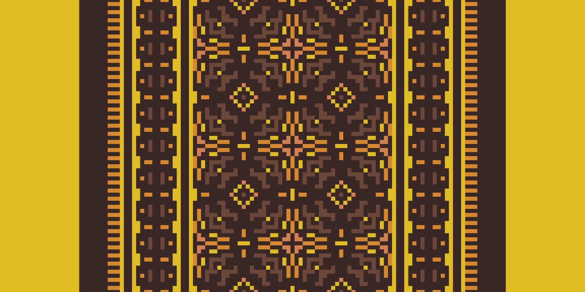 Tissue Dupatta Seamless Scandinavian pattern Motif embroidery, Pixel Ikat embroidery Design for Print indigenous art aboriginal art pattern floral kurti mughal border vector