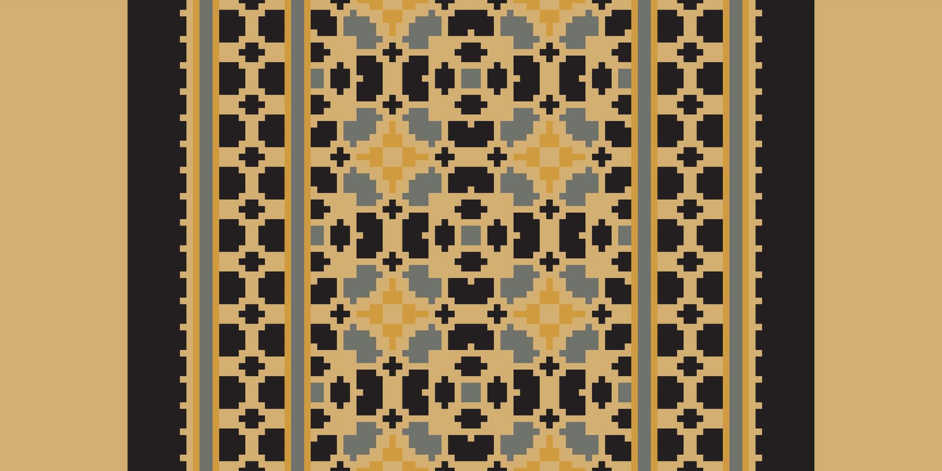 Silk fabric Patola sari Pattern Seamless Native American, Motif embroidery, Pixel Ikat embroidery Design for Print egyptian pattern tibetan mandala bandanna vector
